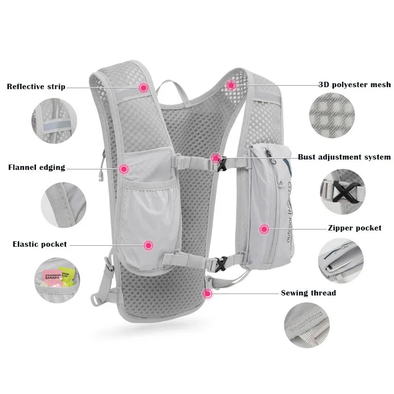 5L Ultra-light Hydration Vest Backpack Men Waterproof Skin Breathable