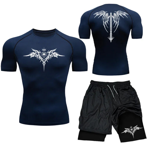 New MMA Boxing Compression Set Sportwear for Men Quick Dry Gym Shorts