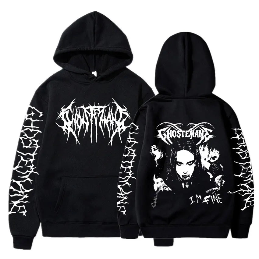 Ghostemane Double Sided Print Hoodie Men's Fashion Hip Hop Metal Rock Hoodies Gothic Oversized Sweatshirt Tracksuit Streetwear - ALMASTRONG