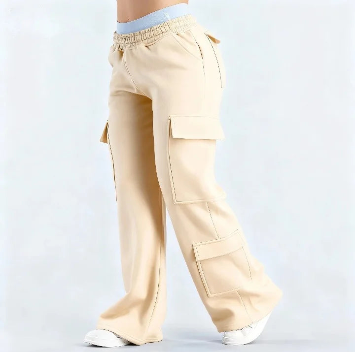 Women’s high-waist wide-leg cargo pants by ALMASTRONG featuring utility style and streetwear-inspired design.