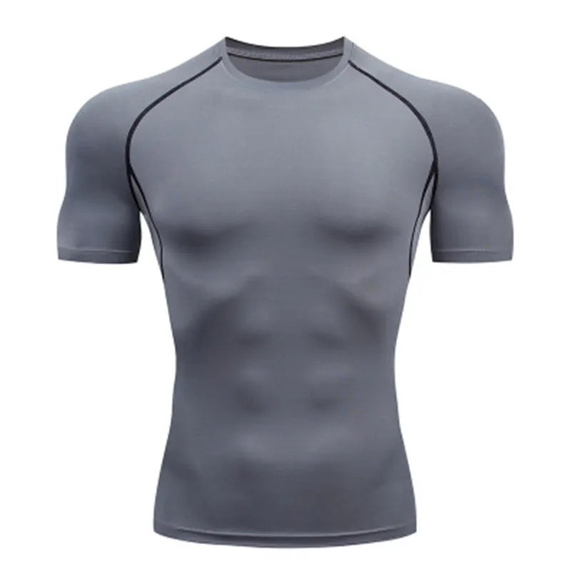 Men Running Compression T-shirt Short Sleeve Sport Tees Gym Fitness