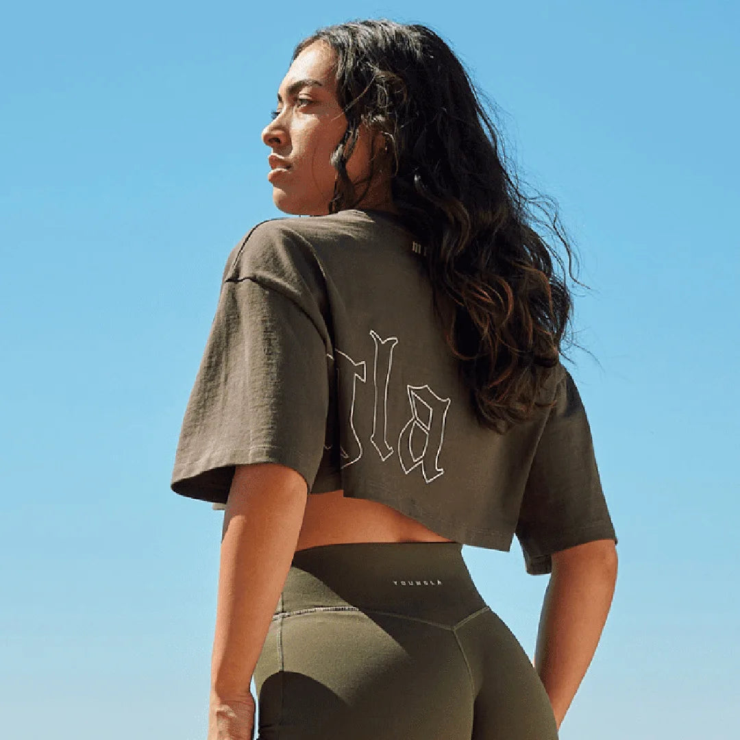 ALMASTRONG Women’s Cotton Crop Top – Short Sleeve Casual Loose T-Shirt