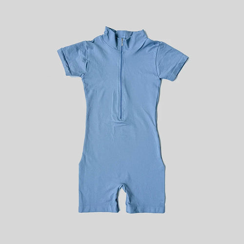 Short Sleeve Zipper Jumpsuit Sports Wear Gym Fitness Sports