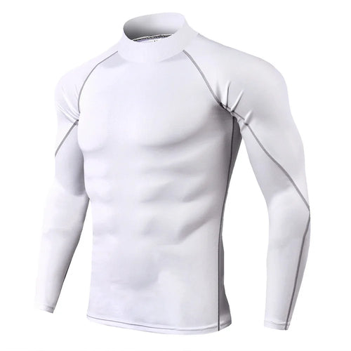 Men Bodybuilding Sport T-shirt Quick Dry Running Shirt Long Sleeve