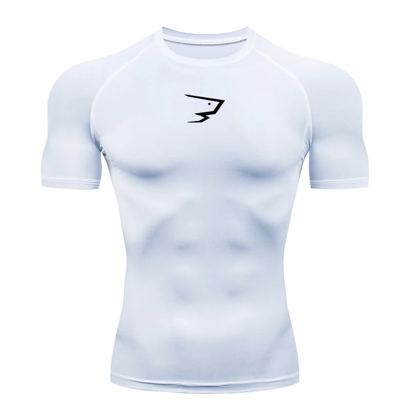 Men Running Compression T-shirt Short Sleeve Sport Tees Gym Fitness Sportshirts Male Jogging Tracksuit Homme Athletic Shirt Tops - ALMASTRONG