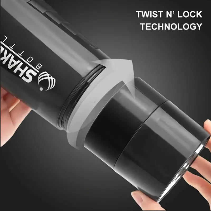 Shaker Bottle With Power Container 2 Tiers Protein Shakes Powder