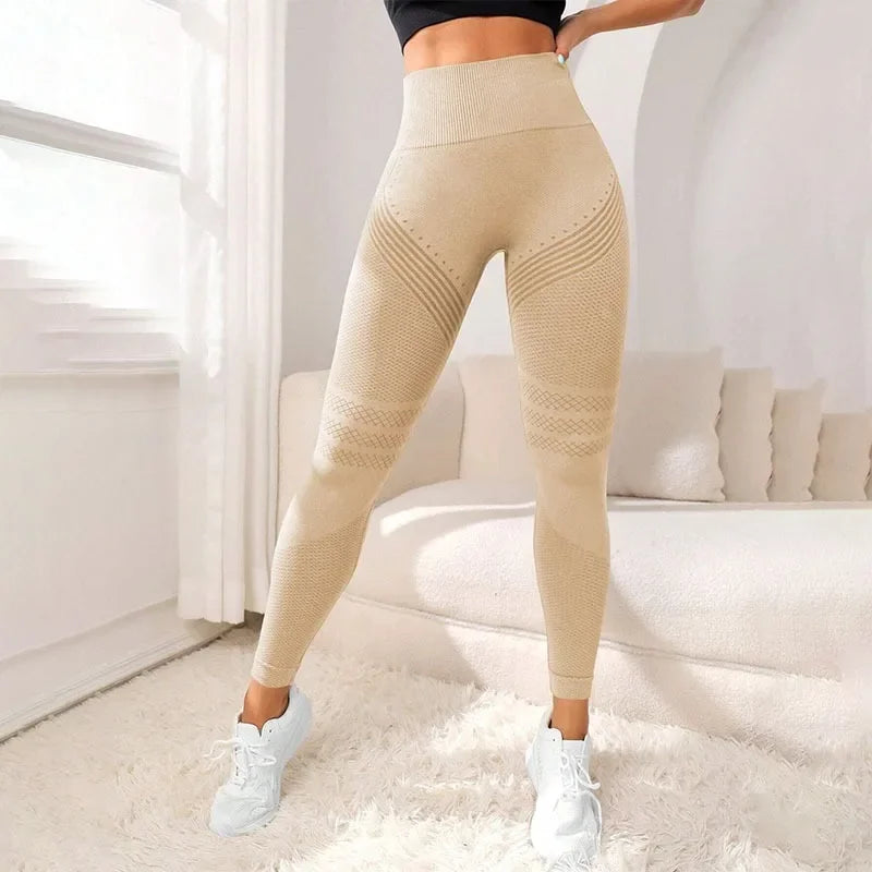 Seamless Knit Leggings for Women Elastic High Waist Tights Gym