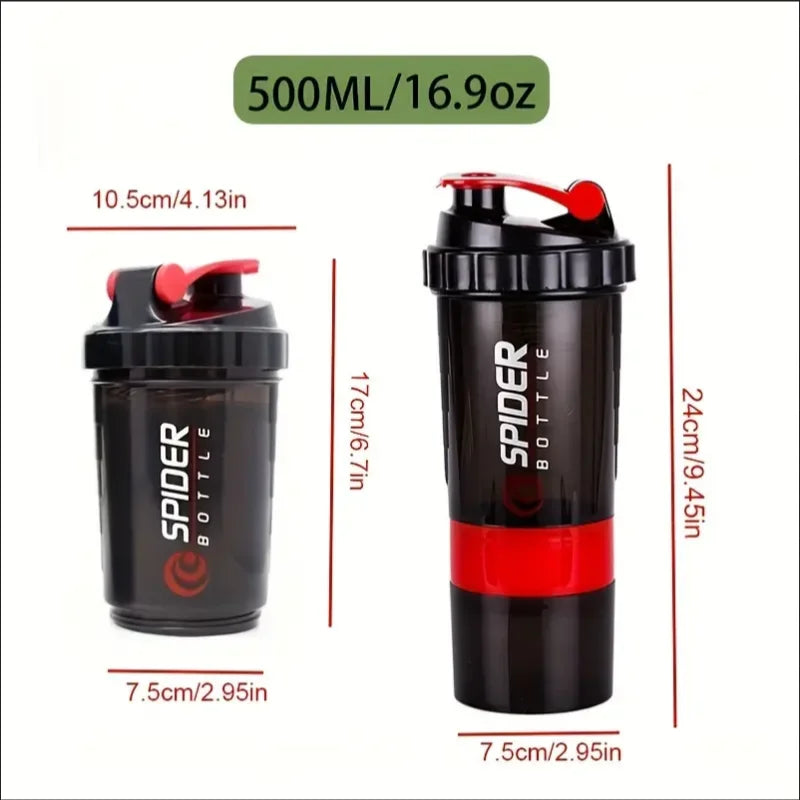 Shaker Bottle With Power Container 2 Tiers Protein Shakes Powder