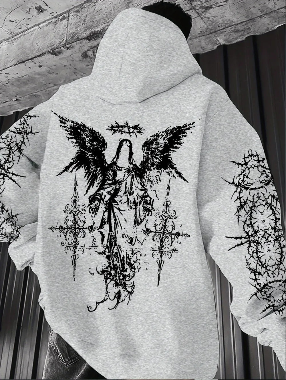 Gothic Style Angel Print Hoodies Men Women Outdoor Street Casual Sport Trend Hip-hop Couple Long-sleeve Autumn Winter Sweatshirt - ALMASTRONG