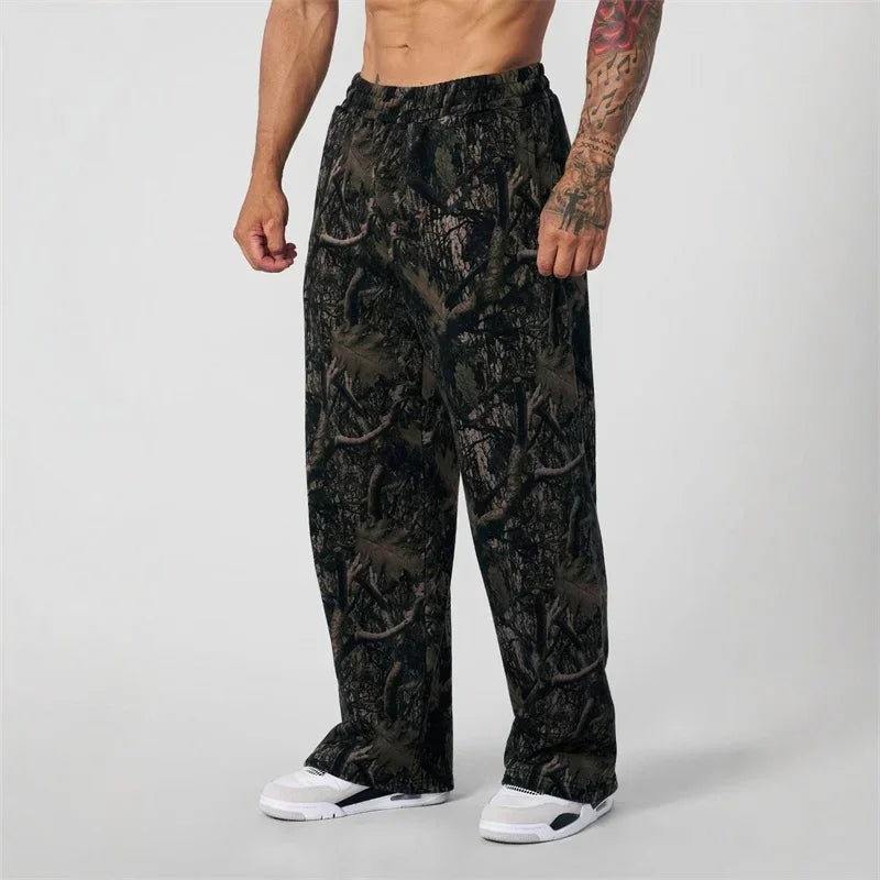 ALMASTRONG Men’s Camo Sweatpants – Wide Leg Breathable Casual Pants