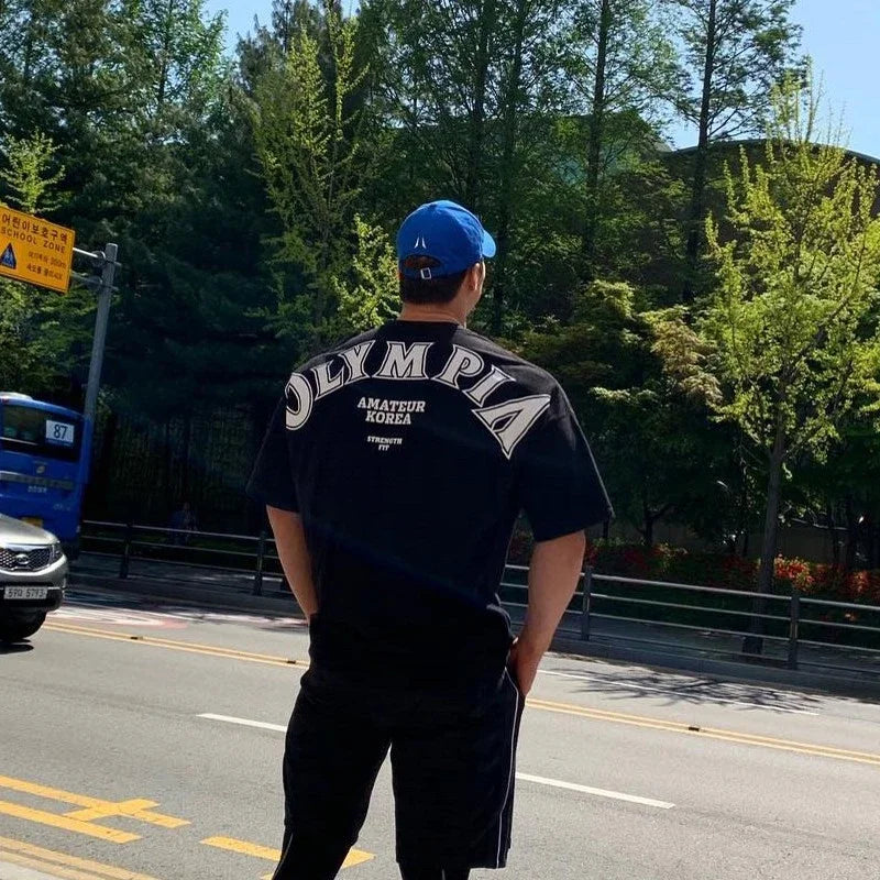 NEW Cotton Gym Shirt Sports T Shirt Men Short Sleeve Running T Shirt