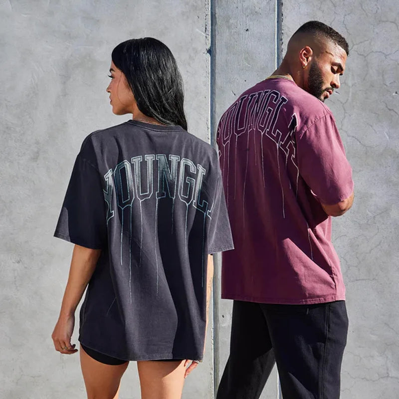 ALMASTRONG Men’s Oversized Sports T-Shirt – American Style Gym Training Tee