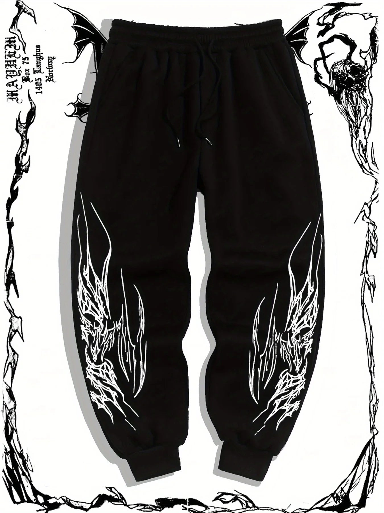 2025 model men's gothic-style printed casual jogging sport pants are made of eco-friendly fabric and are soft to the touch - ALMASTRONG
