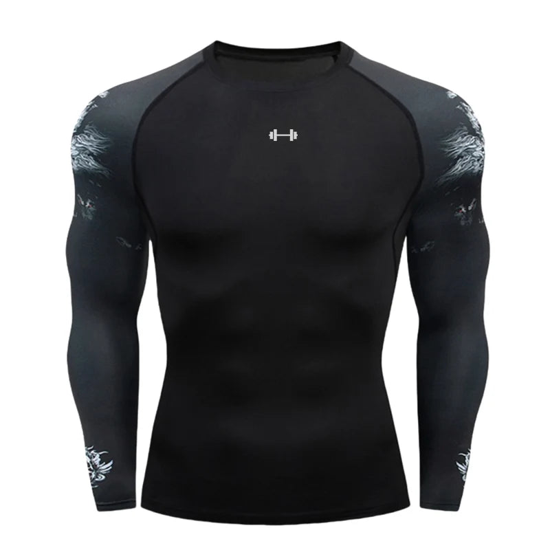 Gym Compression Dry Fit Men's Long Sleeves Fitness T-shirt Spring And
