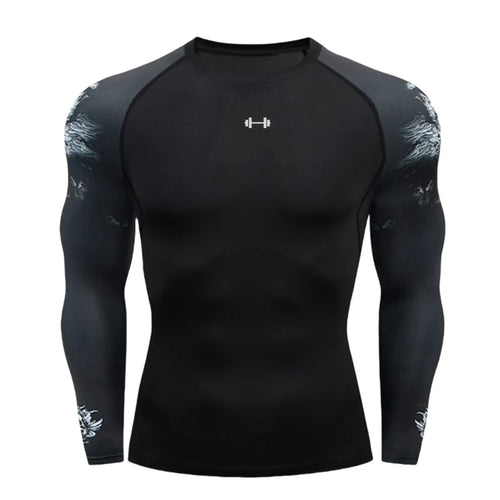 Gym Compression Dry Fit Men's Long Sleeves Fitness T-shirt Spring And
