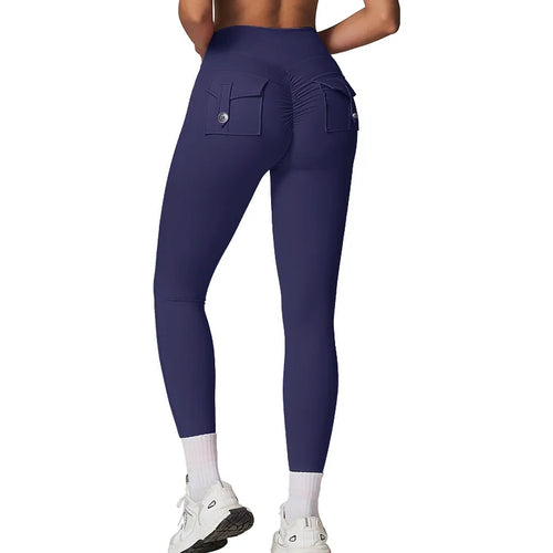 Fitness Yoga Leggings for Women Pocket Scrunched Gym Leggings High