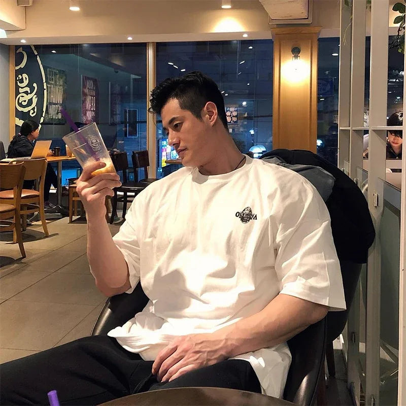 NEW Cotton Gym Shirt Sports T Shirt Men Short Sleeve Running T Shirt