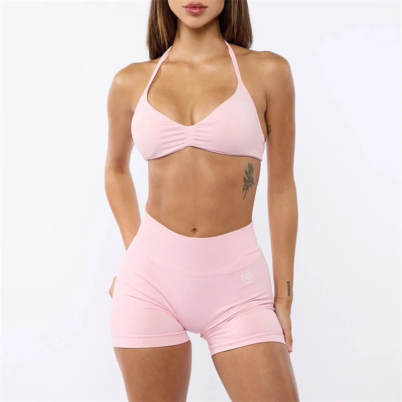 Bum Impact Bra and Shaping Short Set Women Backless Bra & Sports Shorts Sexy Female Seamless Yoga Sportswear Underwear Clothes - ALMASTRONG