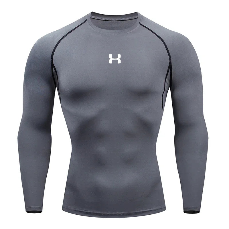 Men Running Compression T-shirt Long sleeves Sport Tees Gym Fitness
