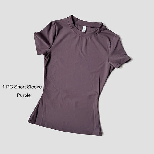 Quick-Drying Gym Leggings Set Sport Suit Short Sleeve Breathable