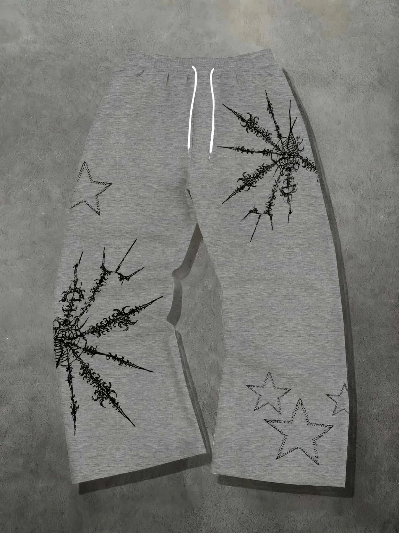 American Street Thorn Star Print Dark Style Trendy Brand Loose Straight Tube Unisex Slimming New Street Style Pants - ALMASTRONG