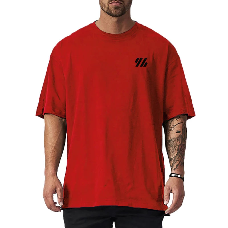 Summer Cotton Loose Oversized Half Sleeve Running T Shirt Men Sports