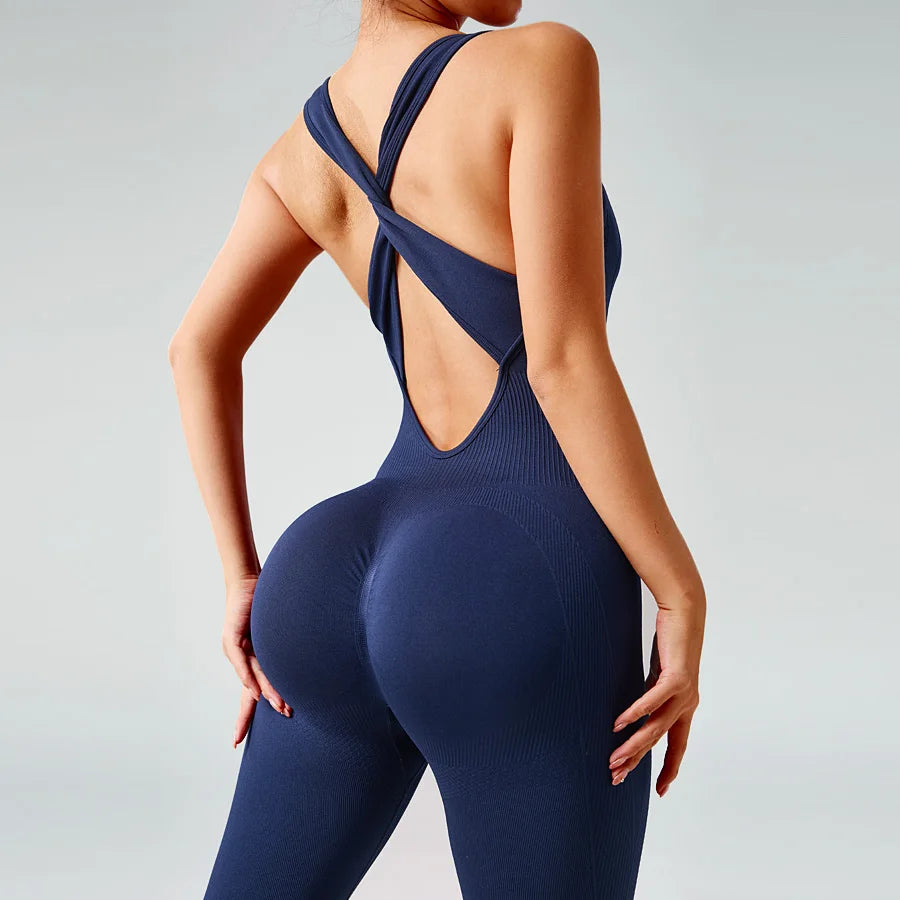 Women’s Seamless Bodysuit – Gym Jumpsuit with Tummy Control & Butt L