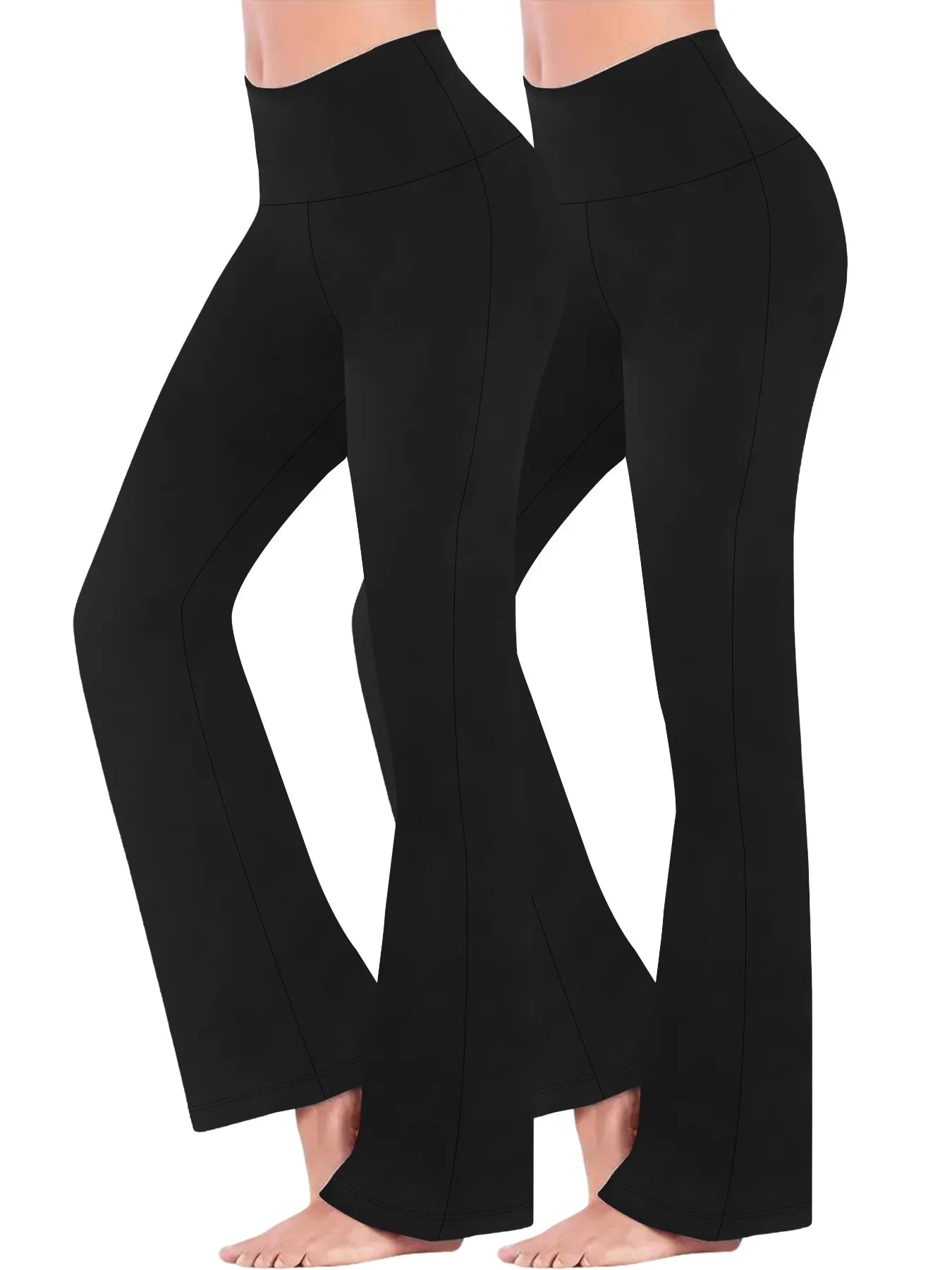 2 Pack Women's Super Soft Flare Pants High Waisted Tummy Control