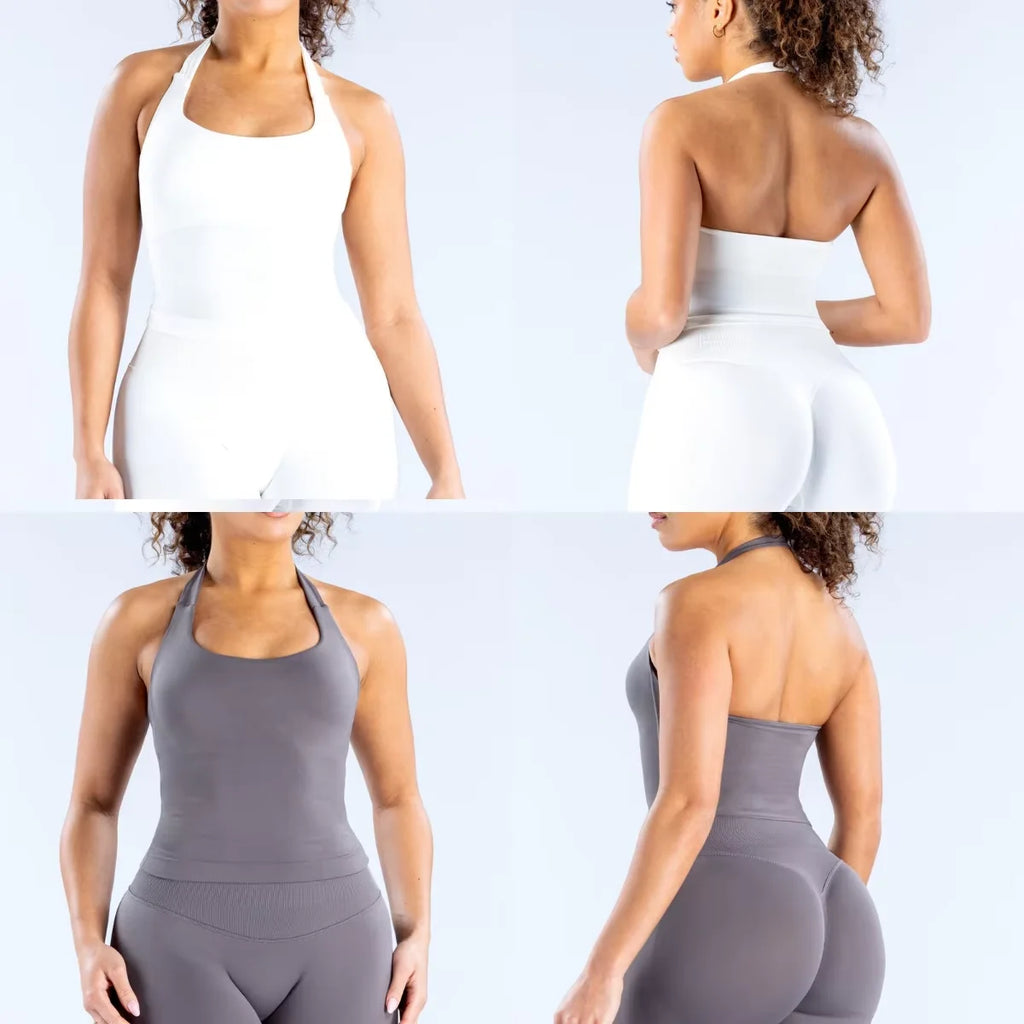 ALMASTRONG Women’s 2-Piece Yoga Set – Halter Top & Leggings Outfit