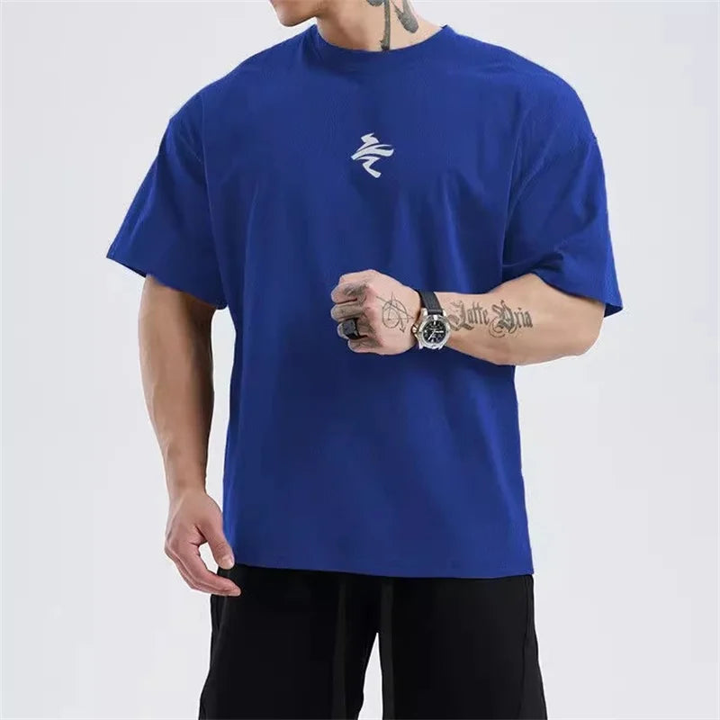 men Loose oversized short sleeved T-shirt men summer mesh sports