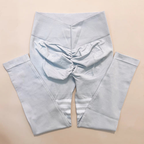 Women V Back Line Leggings Gym Fitness Athletic Workout Elastic