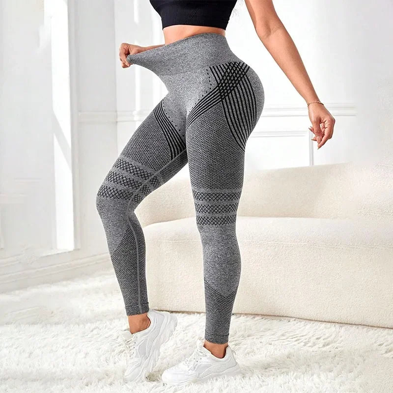 Seamless Knit Leggings for Women Elastic High Waist Tights Gym