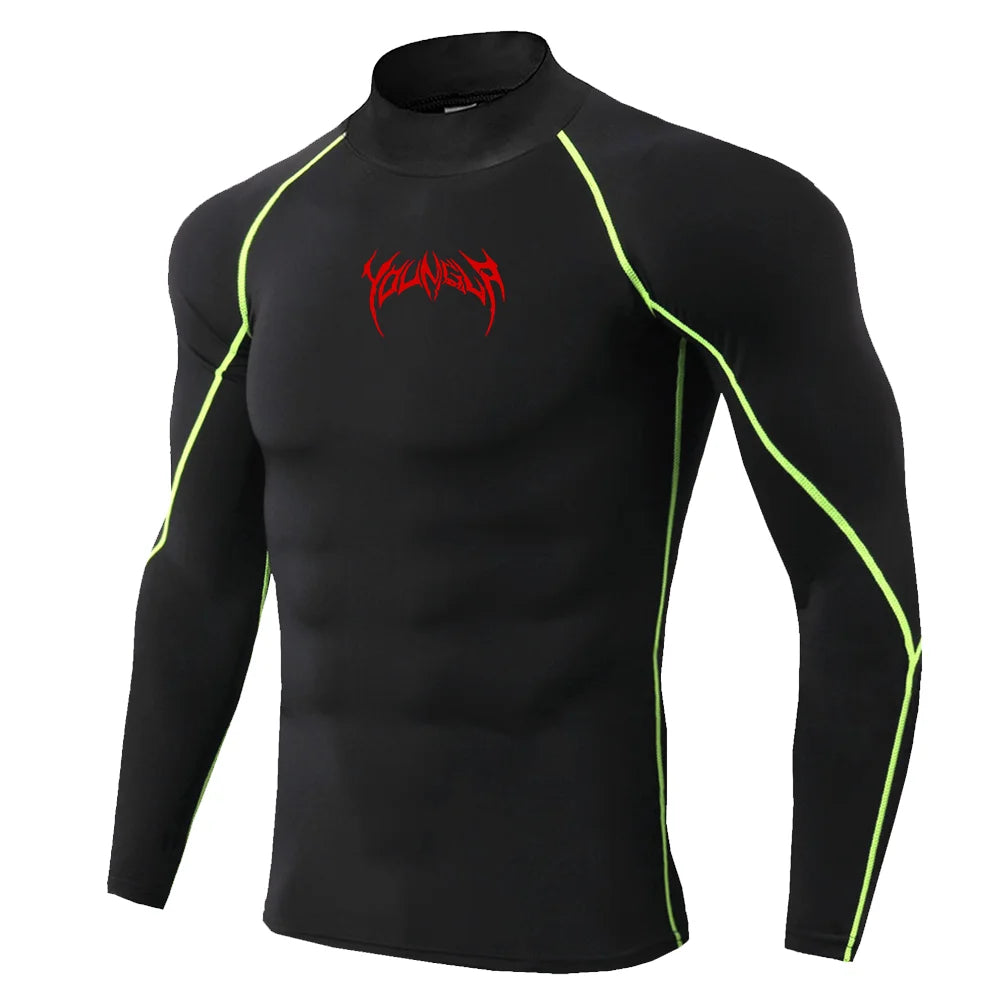 ALMASTRONG Men’s Gothic Compression T-Shirt – High-Neck Quick-Dry Training