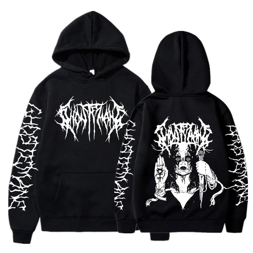 Ghostemane Double Sided Print Hoodie Men's Fashion Hip Hop Metal Rock Hoodies Gothic Oversized Sweatshirt Tracksuit Streetwear - ALMASTRONG