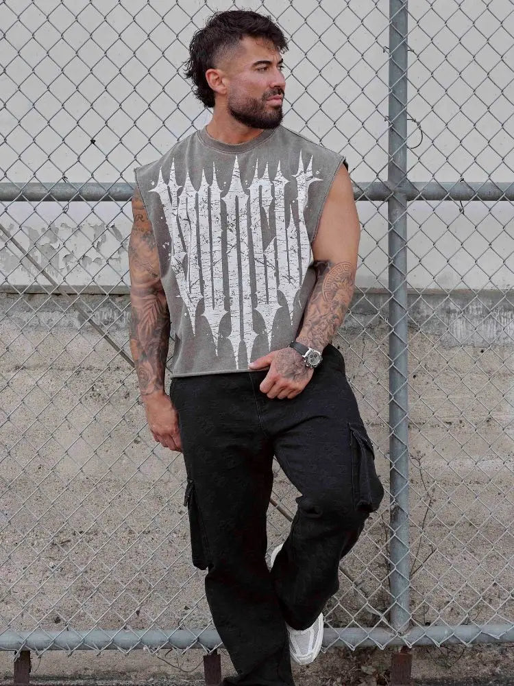 ALMASTRONG Men’s Sleeveless Cotton Tank Top – Gym & Fitness Training Vest