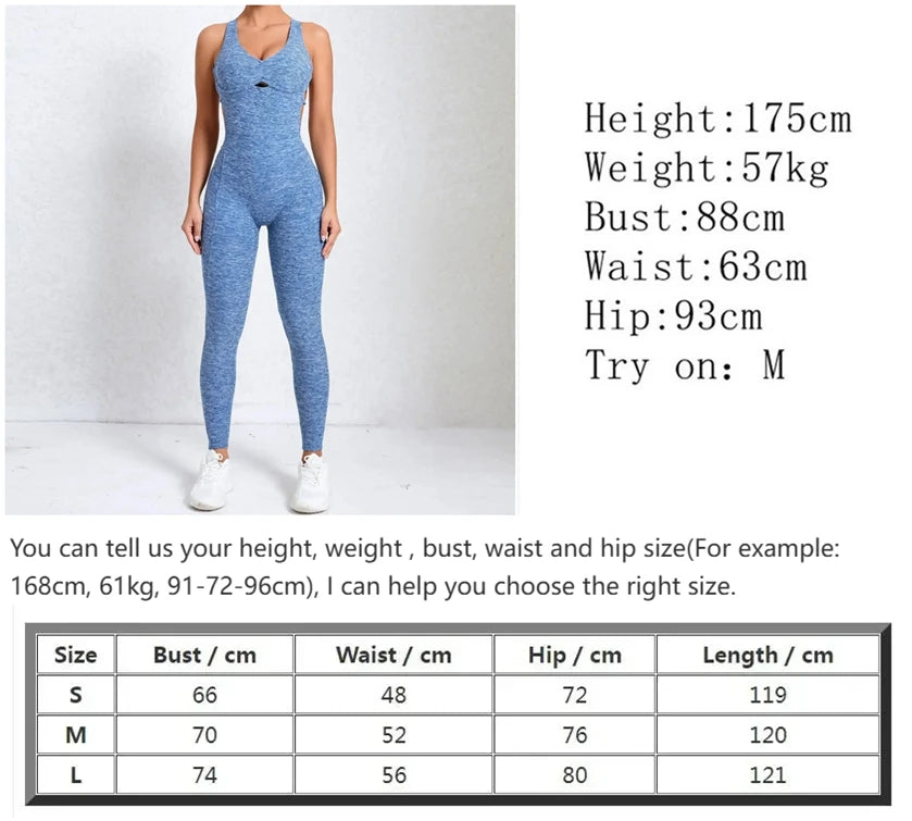 ALMASTRONG Women’s Sporty Jumpsuit – Push-Up Yoga & Fitness One-Piece