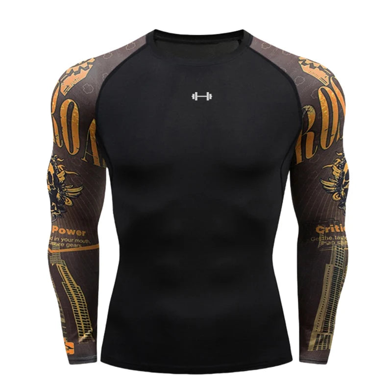 Gym Compression Dry Fit Men's Long Sleeves Fitness T-shirt Spring And