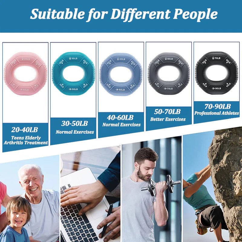 Silicone Adjustable 20-90LB Hand Grip Arm Strength Exercise Gripping