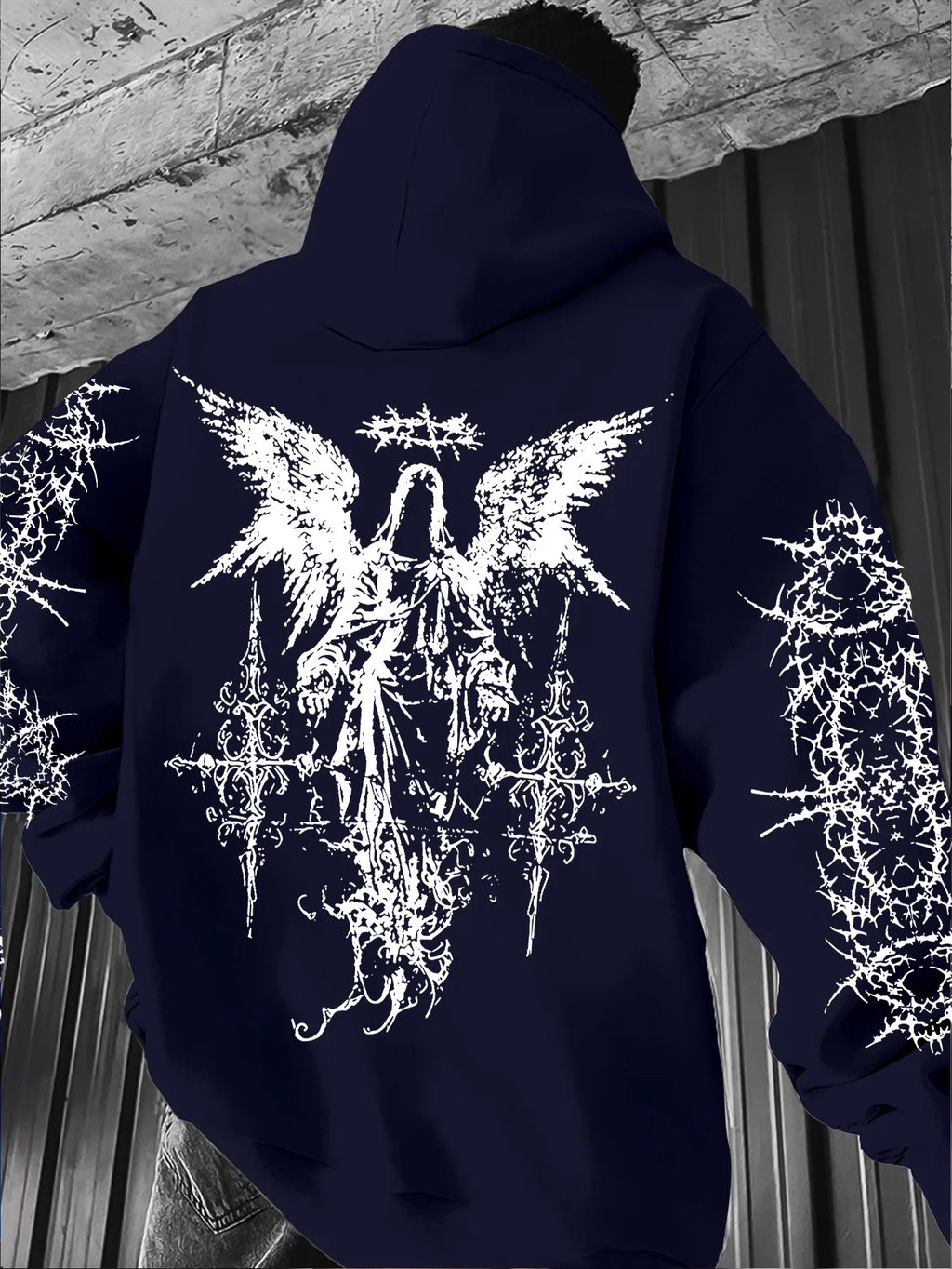Gothic Style Angel Print Hoodies Men Women Outdoor Street Casual Sport Trend Hip-hop Couple Long-sleeve Autumn Winter Sweatshirt - ALMASTRONG