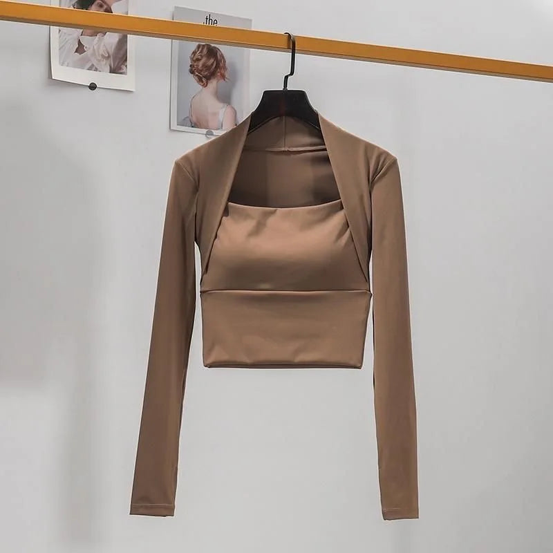 Women’s Fitness Chest Cushion Long Sleeve Sports Top