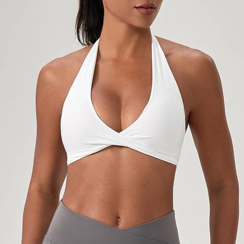 Women’s Halter Neck Sports Bra – Stylish Back Yoga Gym Top