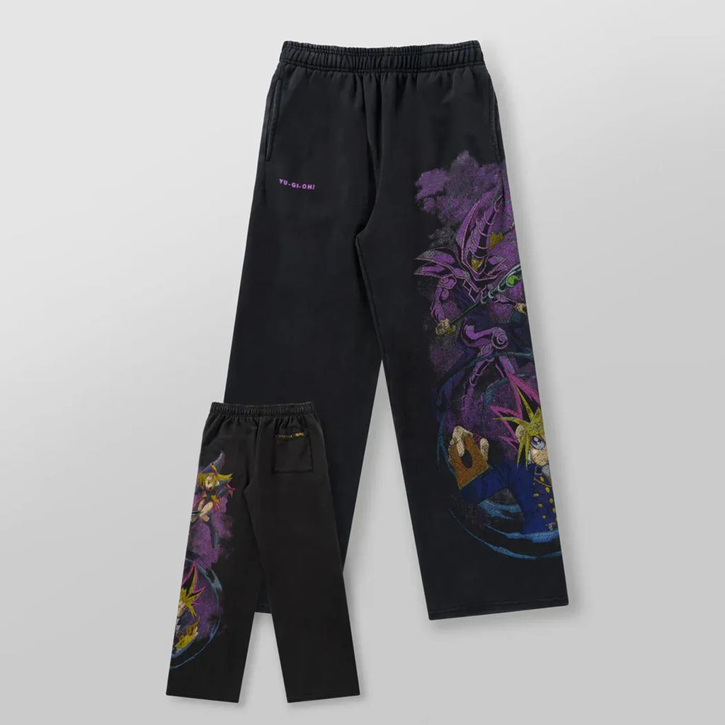 Anime Graphic Sweatpants — Oversized Loose Fit Cotton Streetwear Pants (Blue Dragon / Yugi Design) - ALMASTRONG