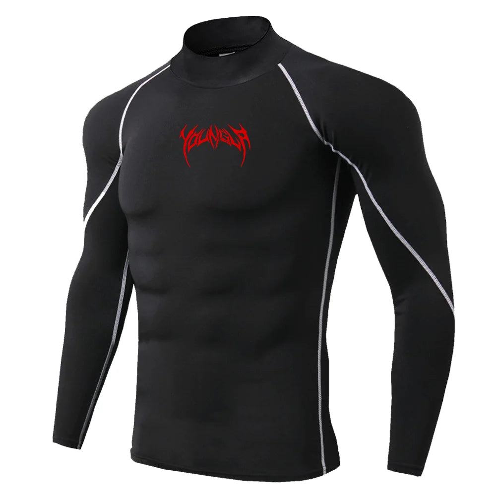 ALMASTRONG Men’s Gothic Compression T-Shirt – High-Neck Quick-Dry Training