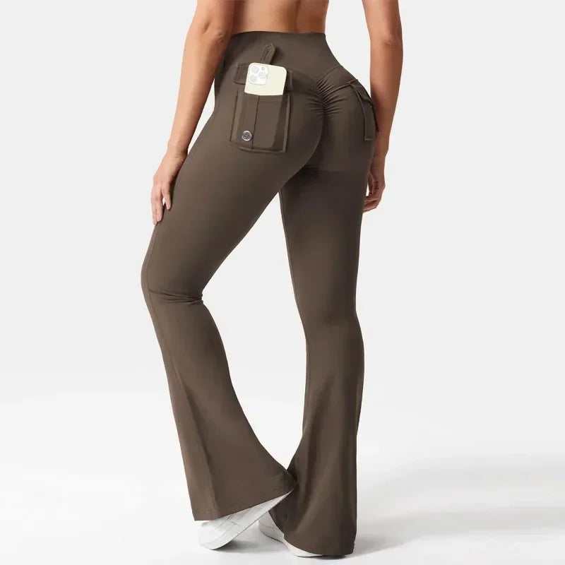 Fitness Yoga Leggings for Women Pocket Scrunched Gym Leggings High