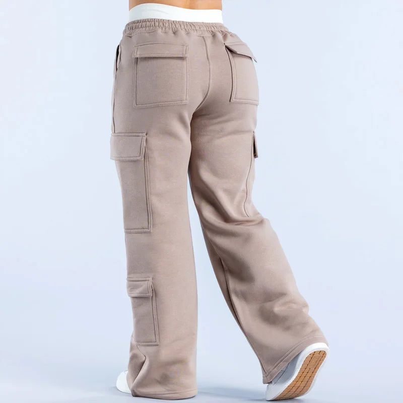 ALMASTRONG Women’s Casual Work Pants – American Style Wide-Leg Cargo Pants