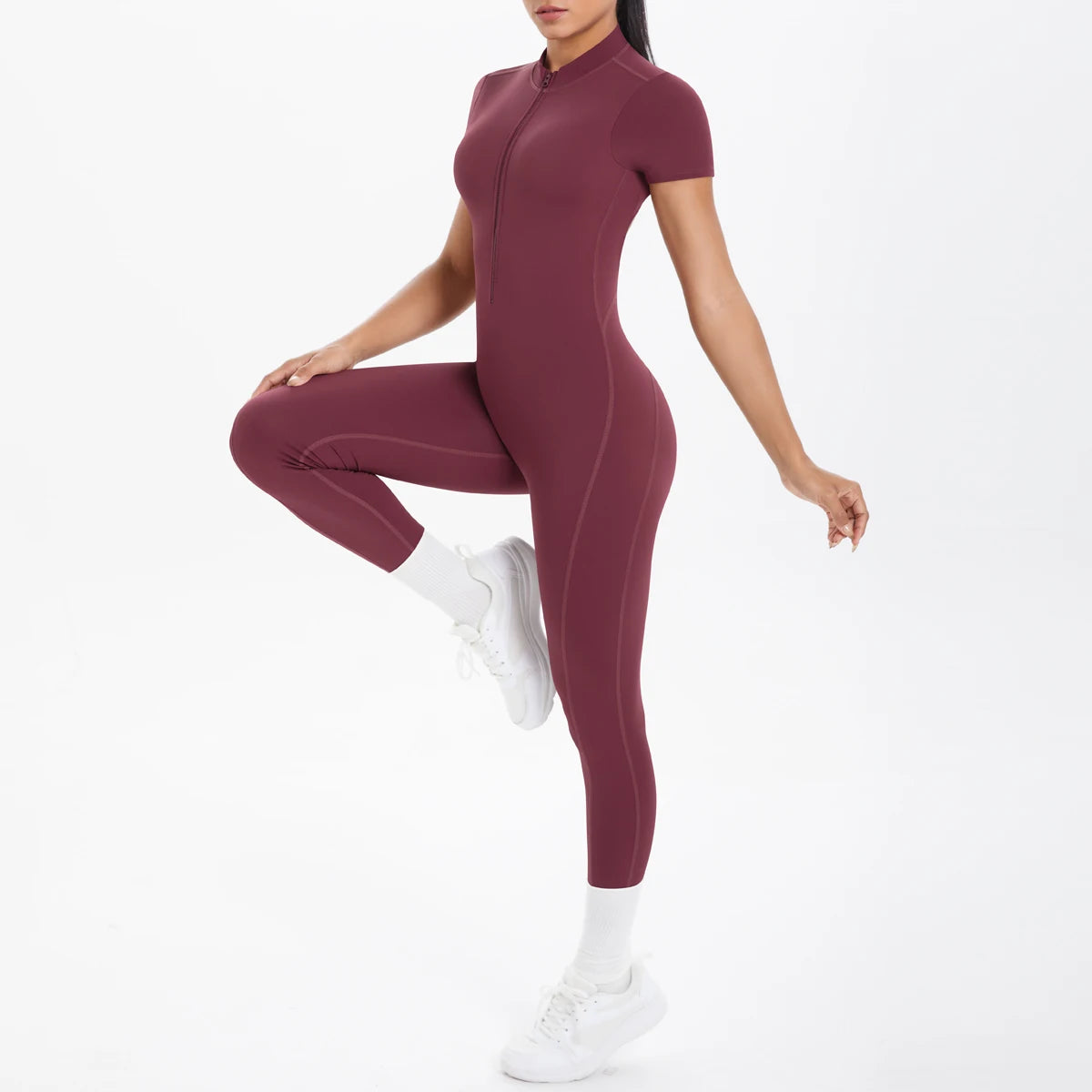 Short Sleeved Fitness Jumpsuit for Woman Bodysuits Backless Solid