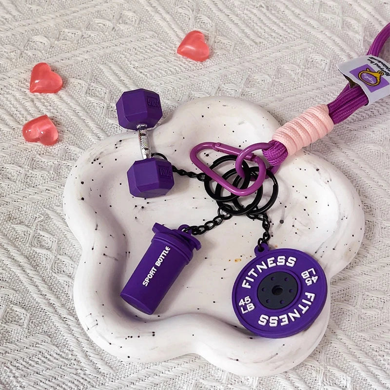 2025 HOT! Fitness Keychain Gym Barbell Key chain Weightlifting Keyring