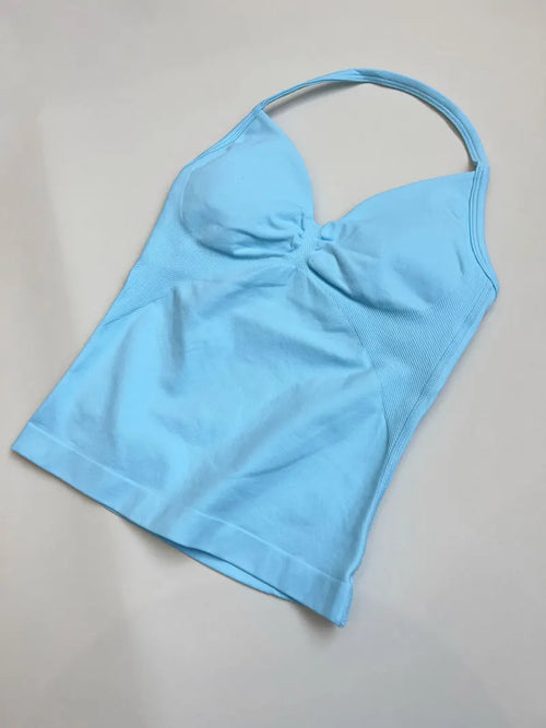 ALMASTRONG Women’s Seamless Longline Yoga Tank – Strappy Gym Top