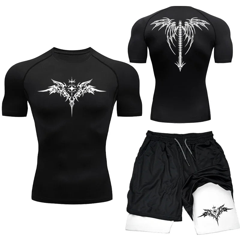 New MMA Boxing Compression Set Sportwear for Men Quick Dry Gym Shorts