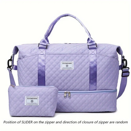 2pcs Set Large Capacity Travel Duffel Bag with Shoe Compartment and